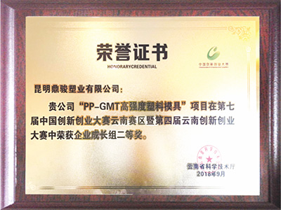 鼎駿PP-GMT高強度塑料模具榮譽證書
